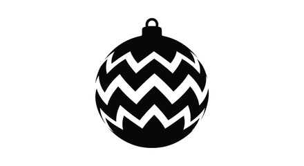 a detailed black and white zig zag patterned christmas ornament showcasing a striking silhouette