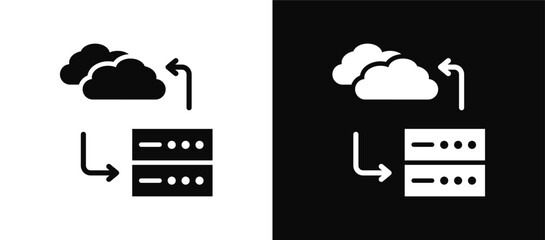 Data Backup icon set black and white