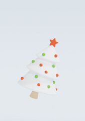 3d render of christmas tree on light background, no AI
