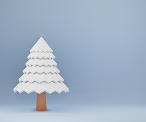 3d render of christmas tree on light background, no AI
