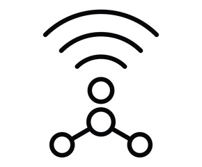 Abstract Symbol of Wireless Connectivity with Nodes and Waves Design