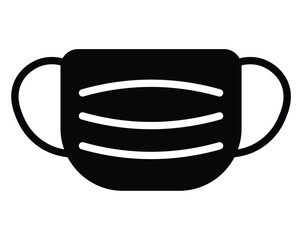 Simple Black Face Mask Icon for Health Safety and Protection Practices