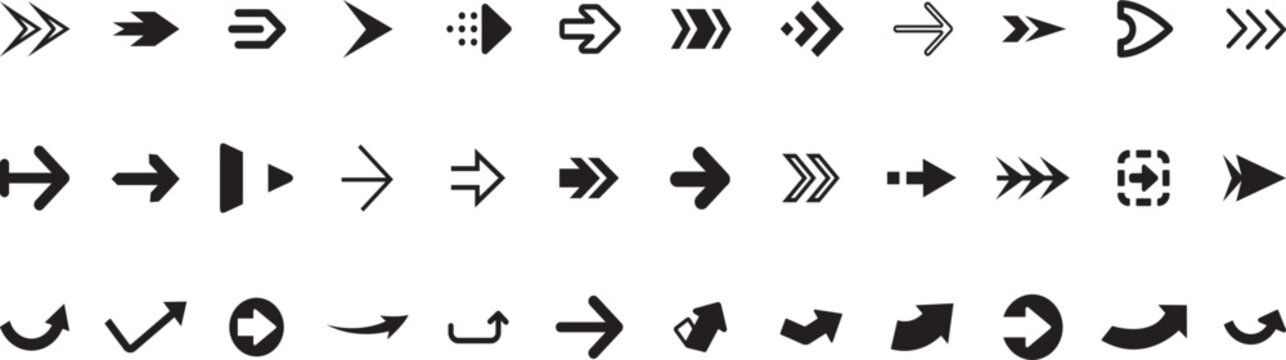 Down arrow vector icon set. scroll illustration sign collection.Arrows set of 100 black icons. Arrow icon. Arrow vector collection. Arrow. Cursor.