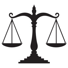 Law Balance Scale Icon &ndash; Justice Symbol, Black Vector