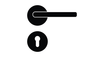 A simple depiction of a door handle and keyhole in black presented as a silhouette