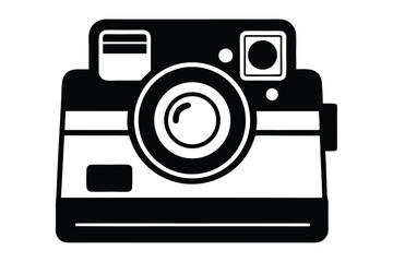 instant film camera silhouette line art vector illustration