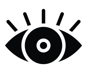 Black and White Eye Icon with Rays Representing Vision and Awareness