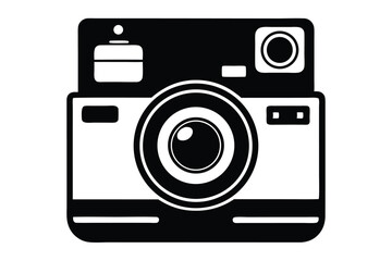 instant film camera silhouette line art vector illustration