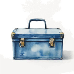 A vectorized, Hand-painted style, vector set available in EPS An Elegant watercolor painting design collection_Watercolor_style_painting_of_a_blue_farm_tool_box