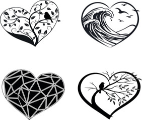 set of vector hearts Valentine design concept 