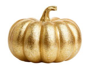 Golden Glitter Pumpkin Isolated on White Background