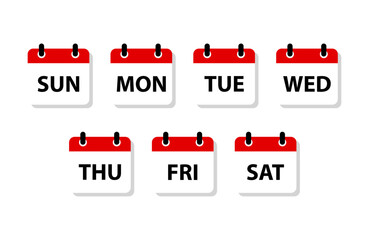 Days of the week calendar icons set