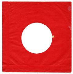 Rote Singleh&uuml;lle mit kleinem Riss und Fehlstellen - 7-Inch distressed record paper sleeve