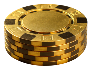 Stack of Golden Casino Chips with Black Accents
