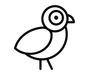 Simple Line Drawing of a Cute Bird with Round Eye and Curved Body