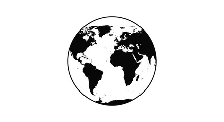 Obraz premium A striking black and white depiction of planet earth within a circular frame silhouette