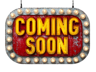 Vintage Marquee Sign with Golden Text and Light Bulbs