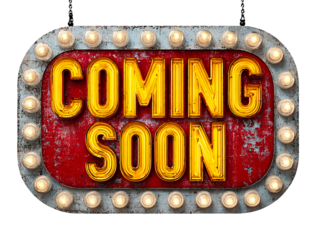 Vintage Marquee Sign with Golden Text and Light Bulbs