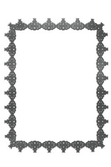 Silver metallic foil frame with minimalist vintage cutout patterns perfect for collages, social media, websites, magazines, branding, invitations, posters, and creative digital designs.