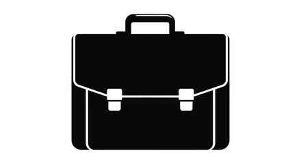 A classic black briefcase image showcasing a rectangular design with handle and clasps silhouette