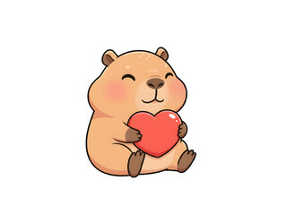 Lovely Capybara Heart Animated Sticker