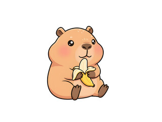 Cute Capybara Eating Banana Animated Sticker