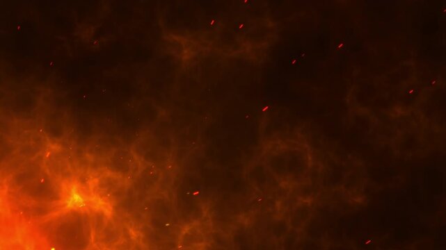 Fire particle ember with hot cloud smoke motion graphic background