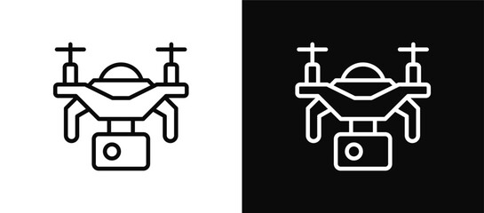 Camera Drone icon set black and white