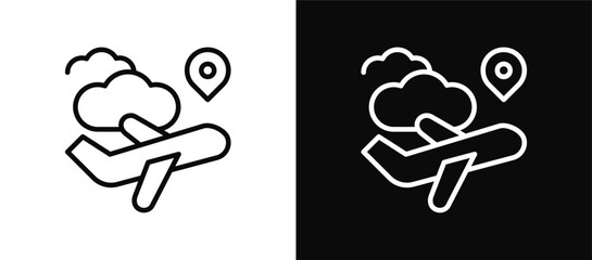 Travel icon set black and white