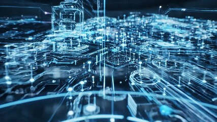 A mesmerizing futuristic digital brain or complex data network glows with intricate blue light within a dark hightech command center symbolizing advanced artificial intelligence global connectivity a. - Powered by Adobe