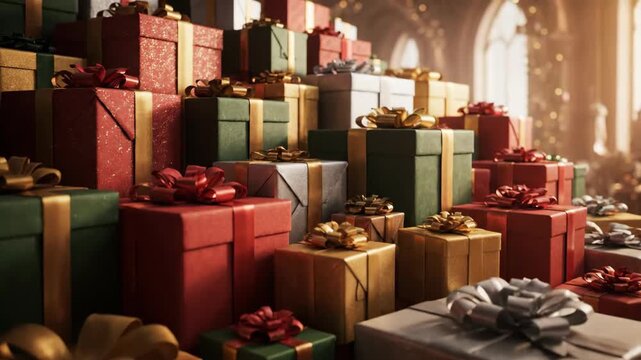 Pile of wrapped presents for the holiday season