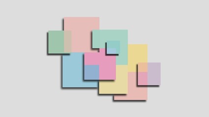 Fototapeta premium Pastel squares and rectangles arranged in a clean minimal geometric balance, creating a soft modern abstract background with gentle color harmony
