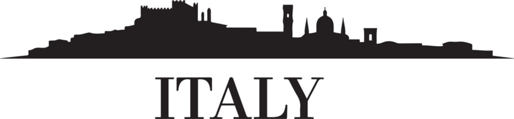 Obraz premium Udine Cityscape Silhouette with Italy. design Vector black silhouette