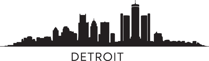 Detroit city skyline Blackl vector illustration. Travel poster. design Vector black silhouette © MofajjolHossen
