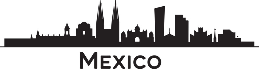Guadalajara Skyline Black with Mexico. design Vector black silhouette