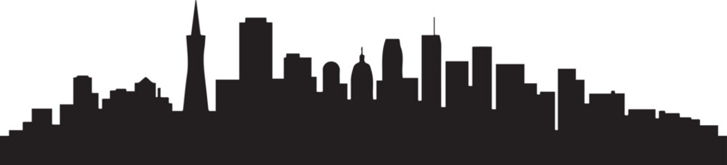 Obraz premium San Francisco city skyline Black vector illustration. design Vector black silhouette