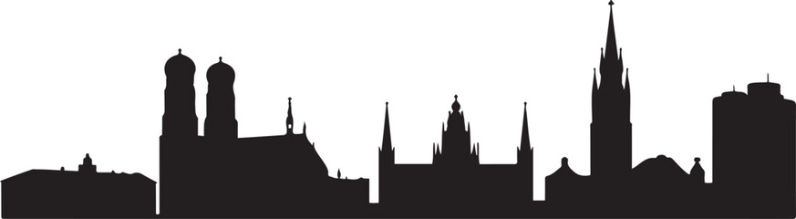 Munich, Germany City cityscape illustration skyline. design Vector black silhouette