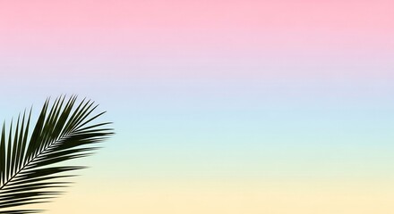 Palm frond against a pastel gradient background