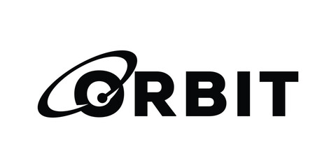 Typography text orbit logo design, planet globe graphic icon concept