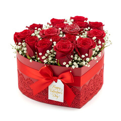 Red Roses Heart Box Gift  Romance  Celebration