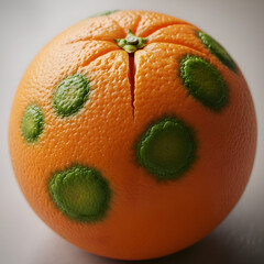 Orange Fruit with Green Spots  Unique Citrus Design