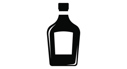 A striking black bottle design with a unique shape presented as a dark silhouette