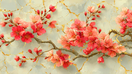 Seamless japanese cherry blossom floral pattern