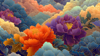 Abstract japanese floral pattern background