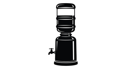 a simple black and white illustration of a water cooler with a dispensing tap silhouette