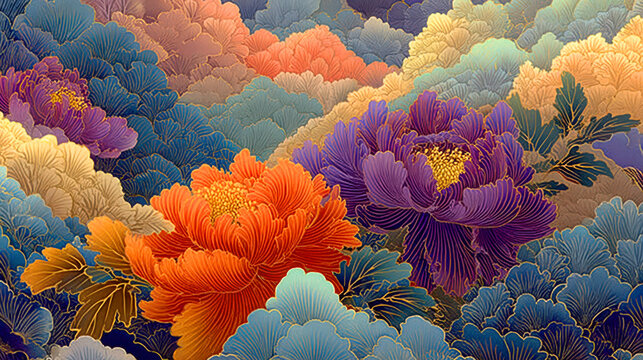 Abstract japanese floral pattern background