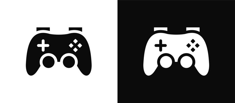 Joystick icon set black and white