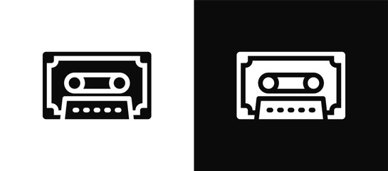 Cassette Tape icon set black and white