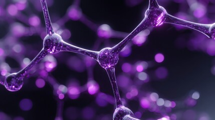 Glowing purple molecular structure with bokeh