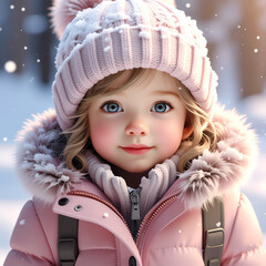 Little Child Enjoying Herself Outside AS the Snow Falls 104